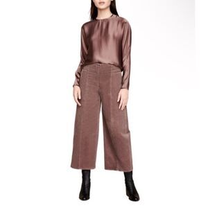 Anthropologie Where Mountains Meet Calder Pants size 2 Mauve Corduroy Cropped Wi